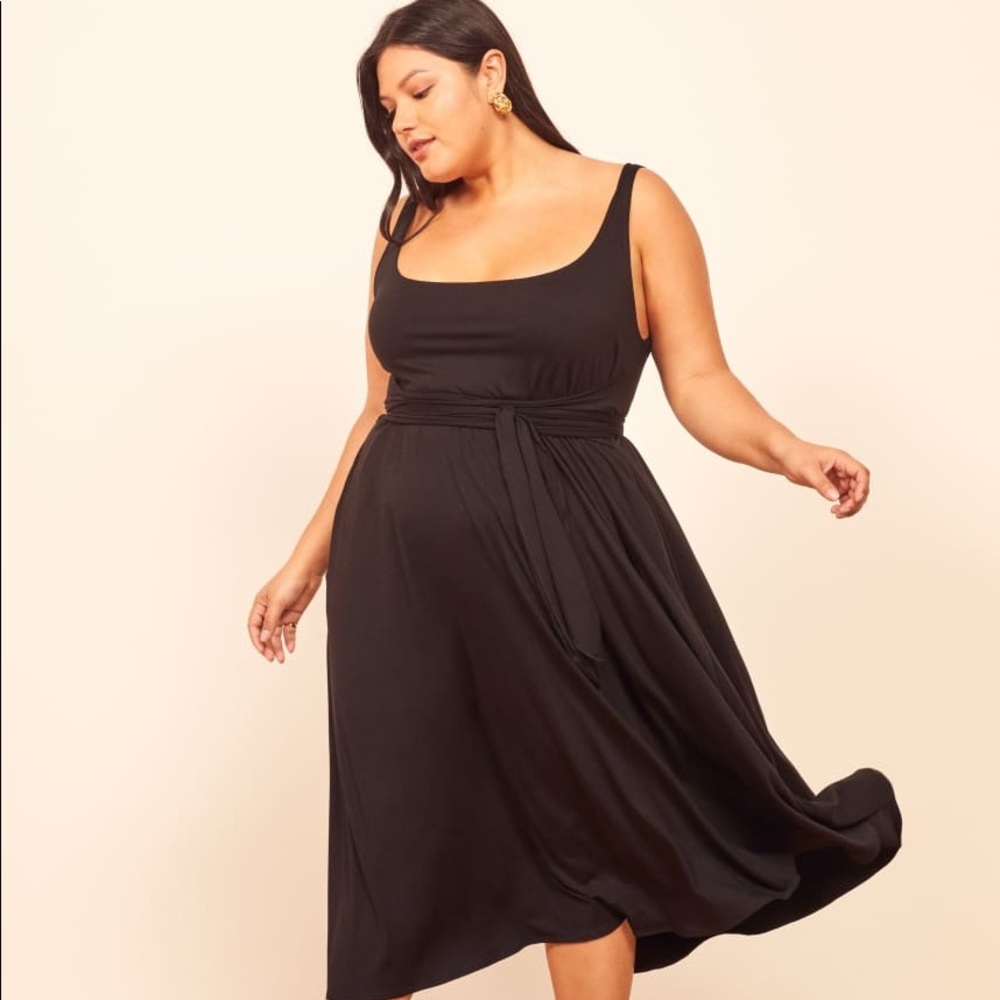 Reformation Black Midi Tank Dress
